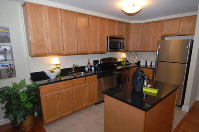 Model kitchen at Argent Apartments in Silver Spring, Maryland