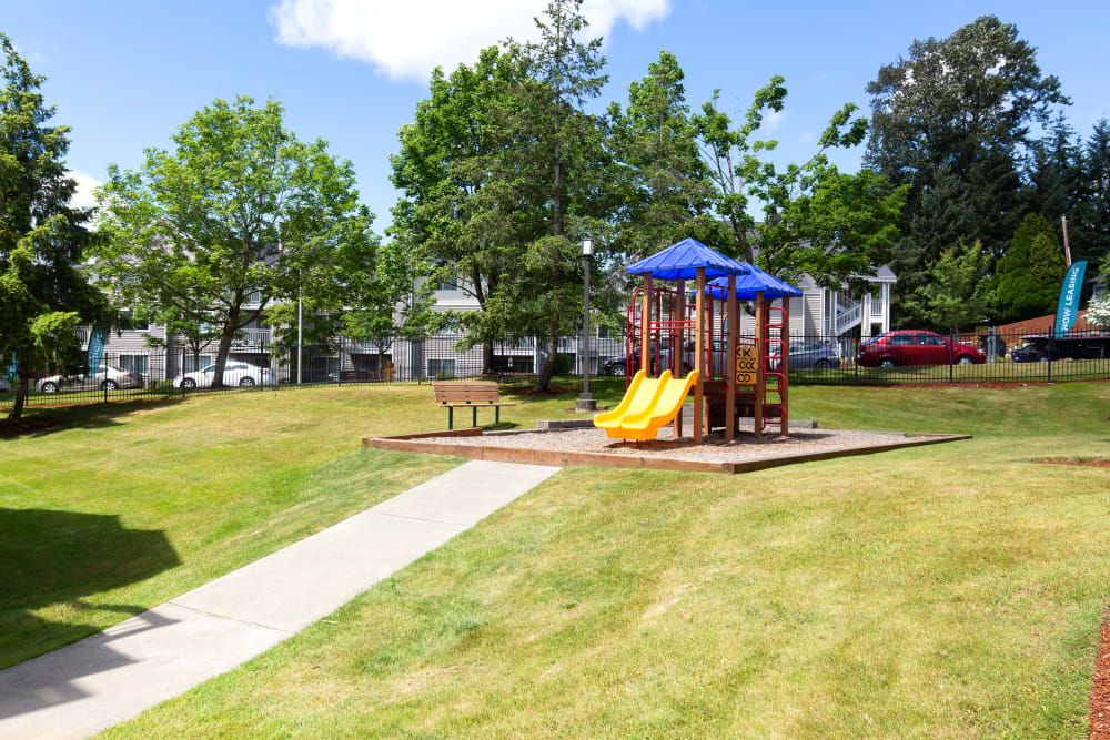 Playground on a beautiful day at Alaire Apartments in Renton, Washington