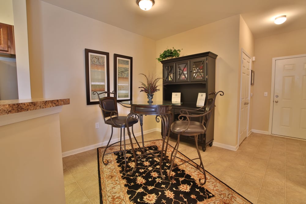 Dining room area in a model home at The Heights at McArthur Park in Fayetteville, North Carolina