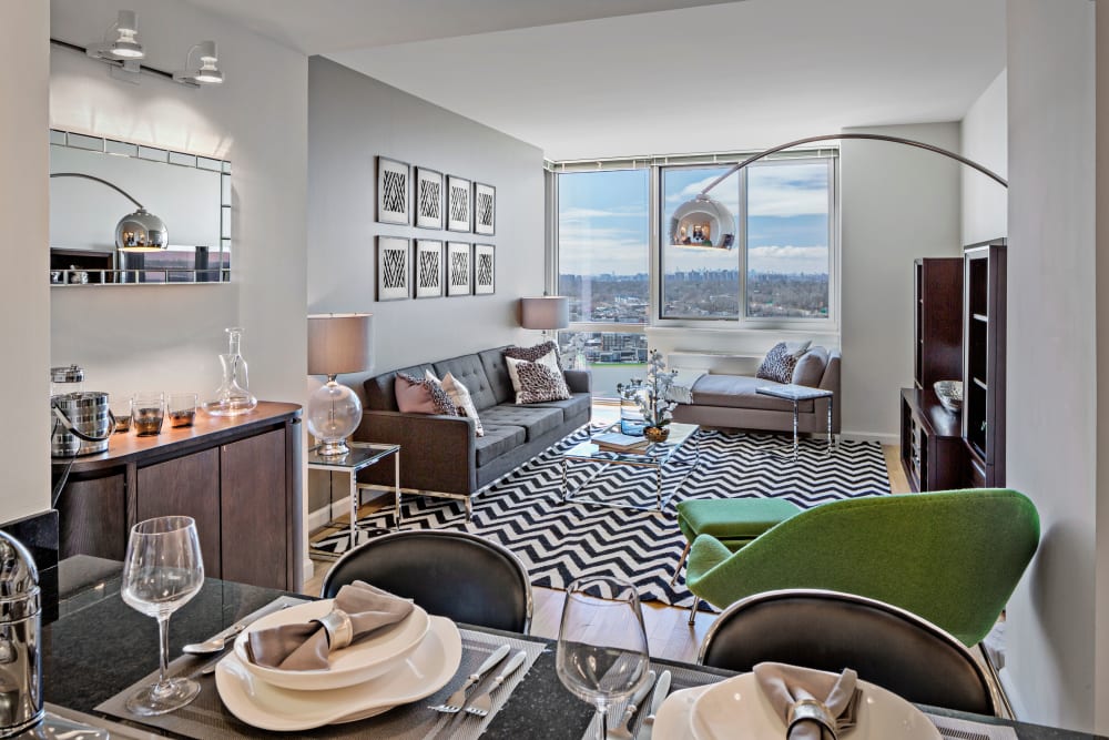 Well decorated living room at Skyline New Rochelle in New Rochelle, New York