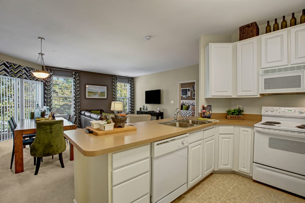 Model kitchen at Windsor Commons Apartments in Baltimore, Maryland