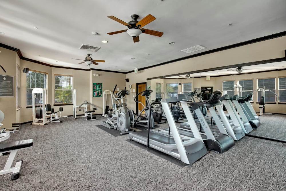Well-equipped fitness center at Windsor Commons Apartments in Baltimore, Maryland
