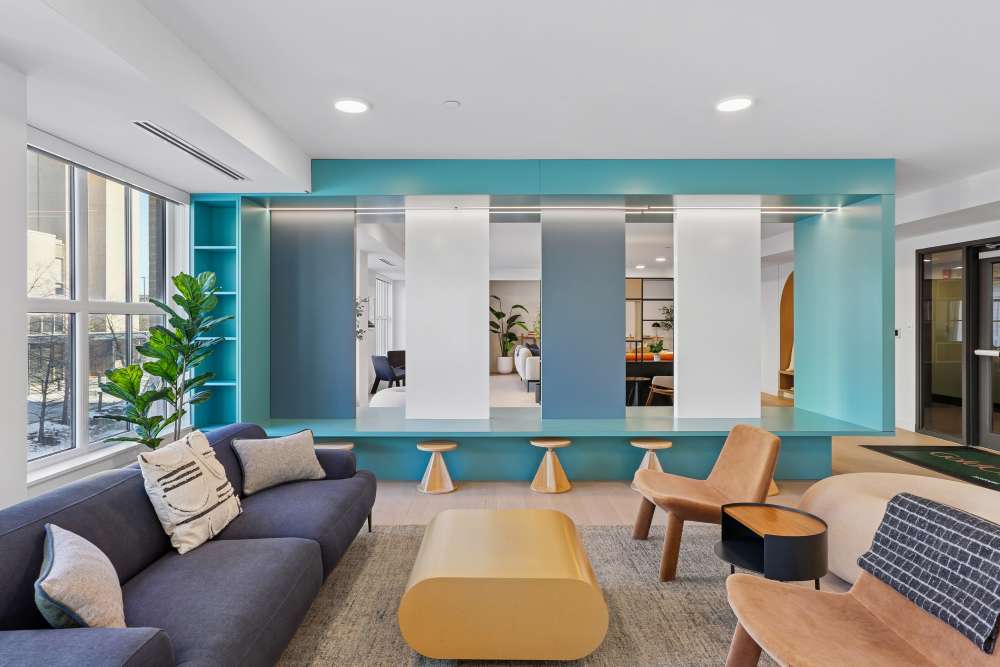 Clubhouse with lounge seating at Mily on Green in Philadelphia, Pennsylvania