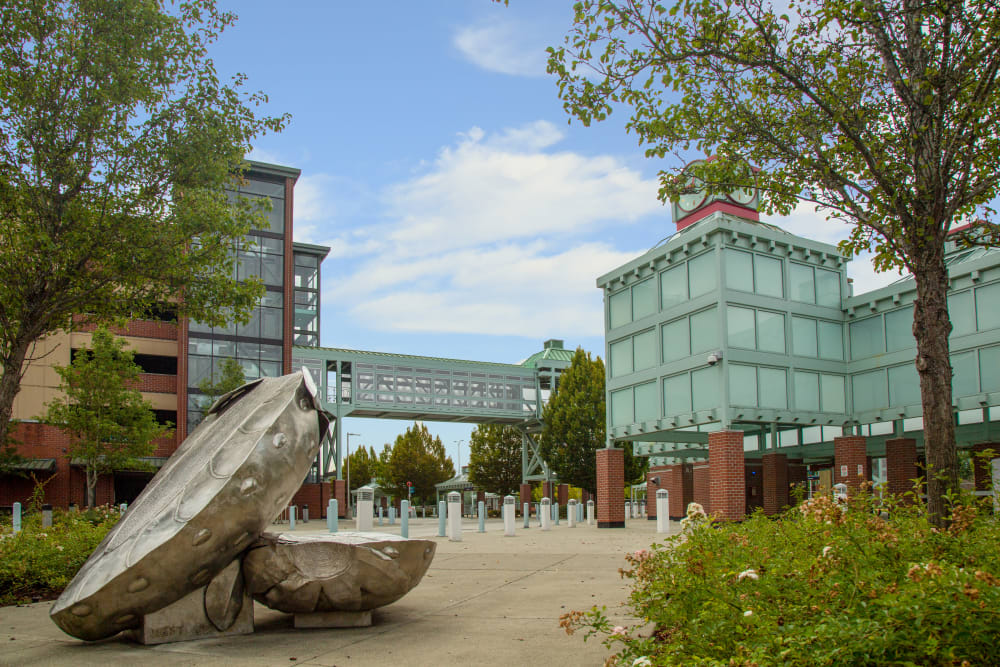 Sculpture near the transit center in Auburn, Washington near The Verge