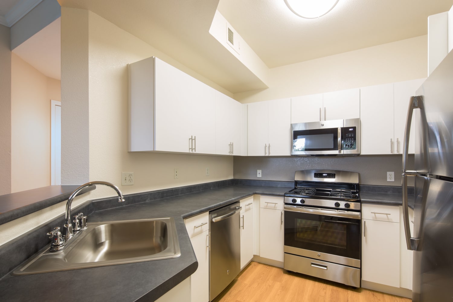 Well appointed kitchen at Park Hacienda Apartments in Pleasanton, California