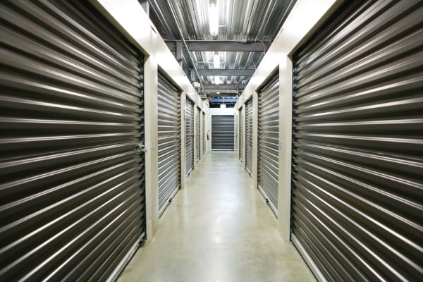 Well-lit interior halls at StoreSmart Self-Storage in Buford, Georgia