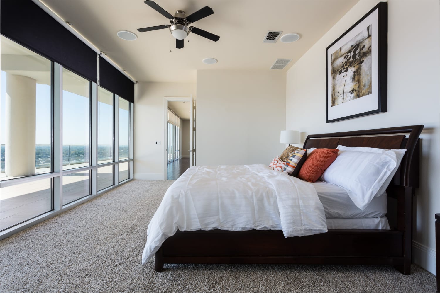 Large master bedroom at The Heights at Park Lane in Dallas, Texas