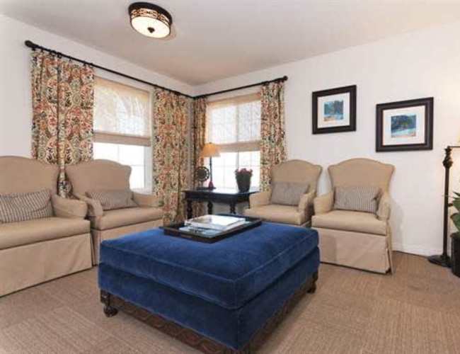 Living room at Mirandela in Rancho Palos Verdes. CA