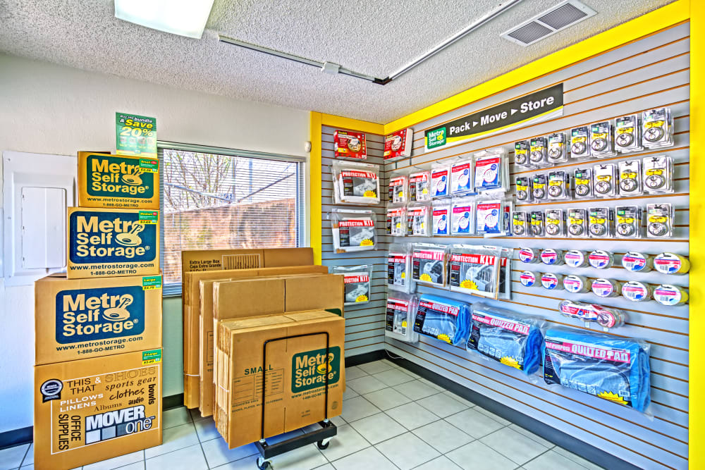 Packaging supplies at Metro Self Storage in Euless, Texas