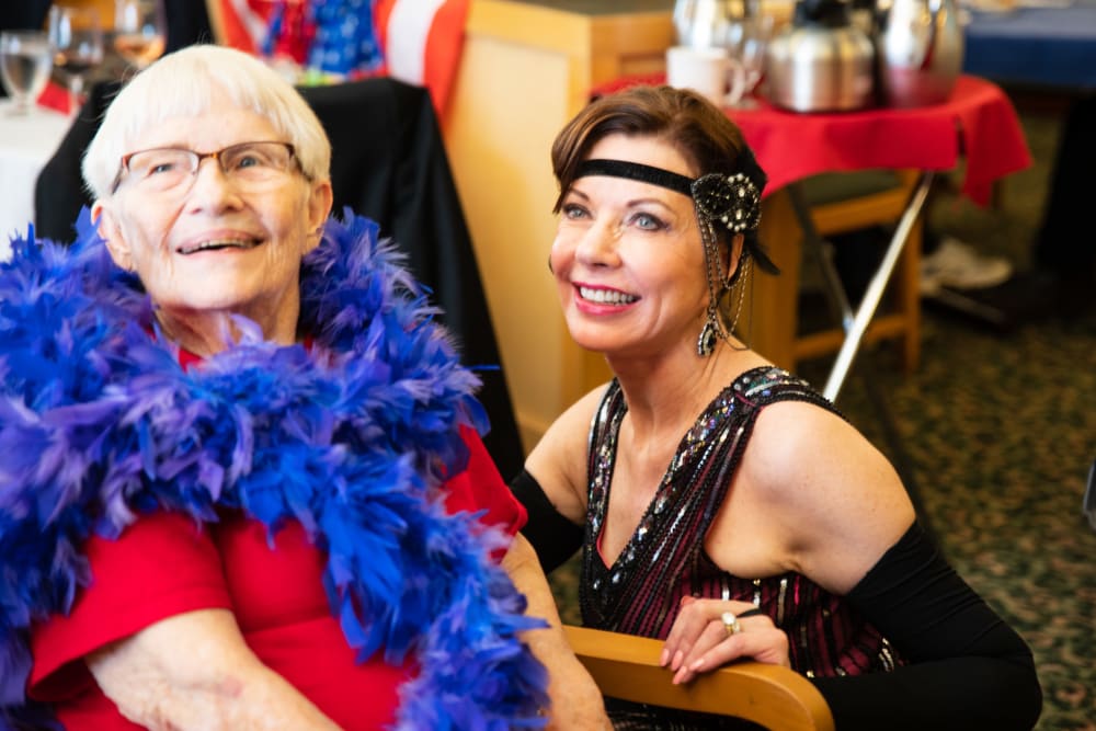 A resident enjoying an event at Merrill Gardens at Renton Centre in Renton, Washington.