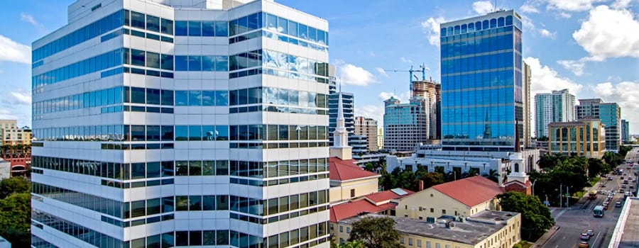 Beautiful buildings in downtown Fort Lauderdale, Florida near The Exchange Lofts
