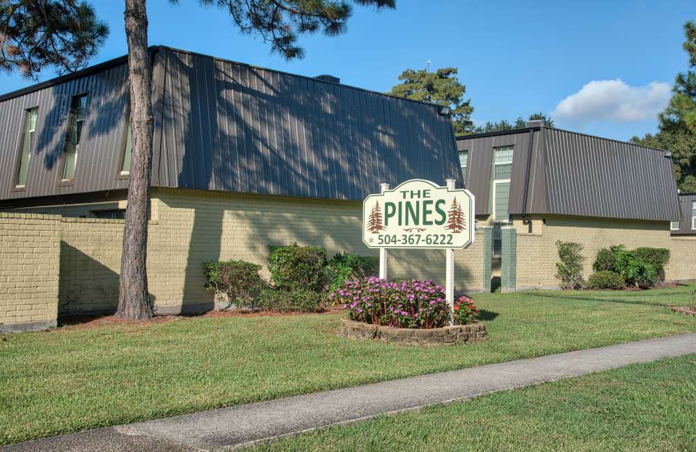 Signage board at The Pines in Terrytown, Louisiana