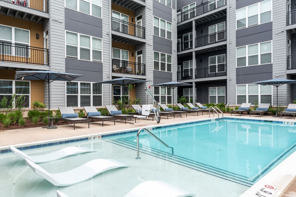 Luxurious swimming pool at Everly in Largo, Maryland