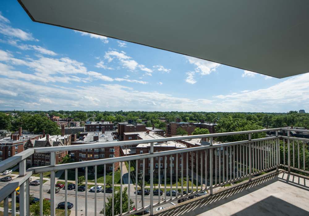 Spacious patio of an apartment at 12000 Edgewater in Lakewood, Ohio