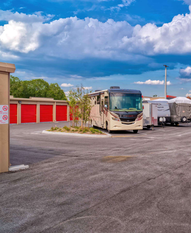 Outdoor storage and RV parking at StorQuest Express Self Service Storage in Kissimmee, Florida