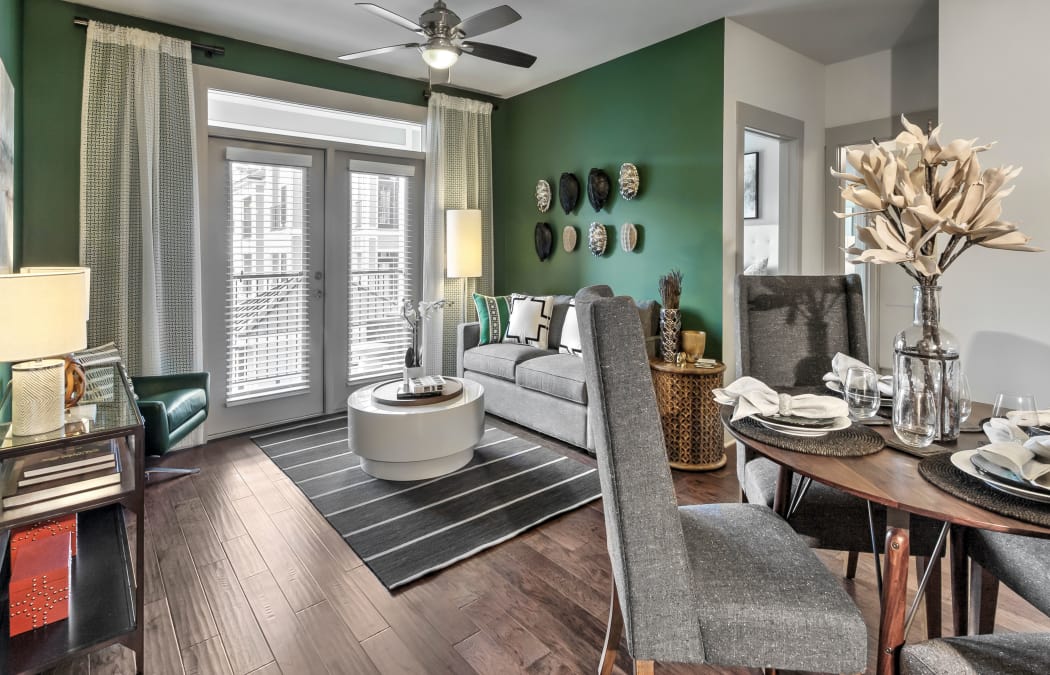 Beautiful living room at Juncture in Alpharetta