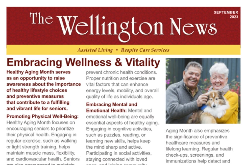 September 2023 Newsletter at Wellington Place at Biron in Wisconsin Rapids, Wisconsin