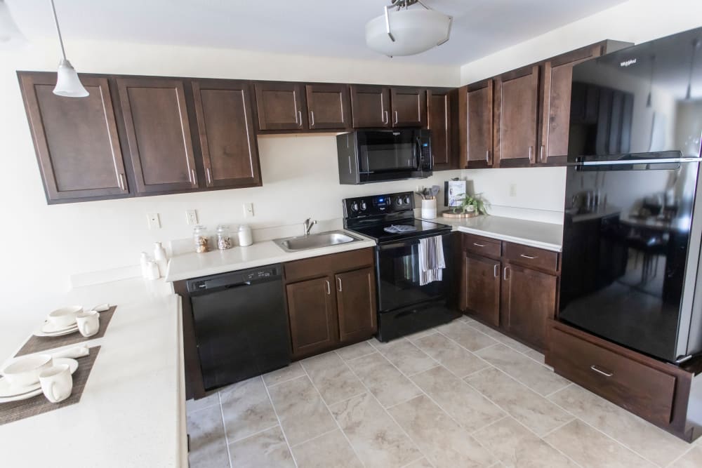 kitchen in apartment at The Wildwood Senior Living in Joplin, Missouri
