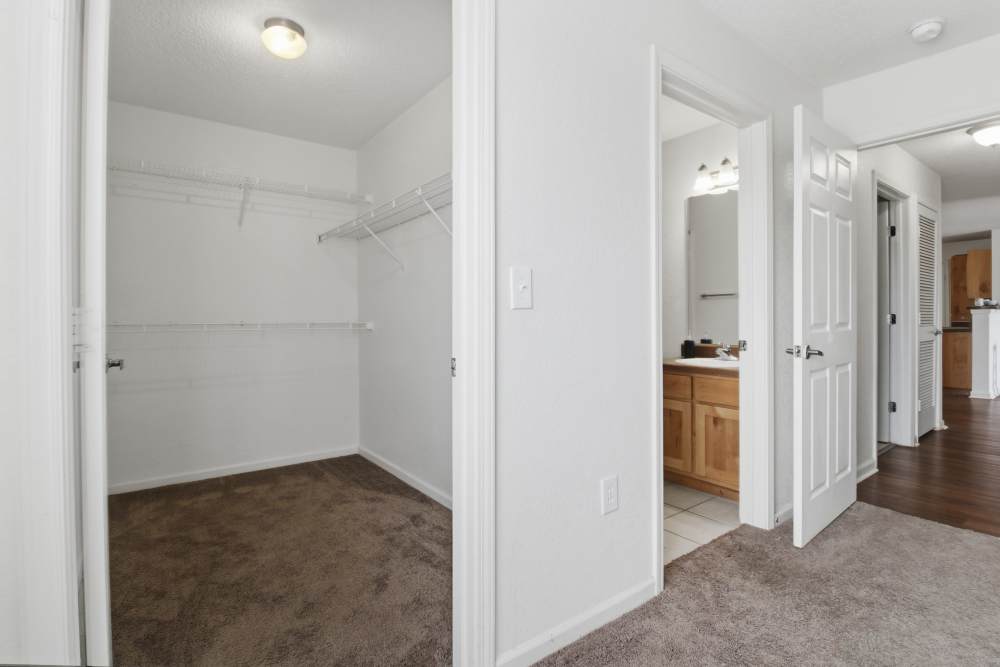 Unfurnished bedroom with walk-in closet at Avalon Park in Brownfield, Texas