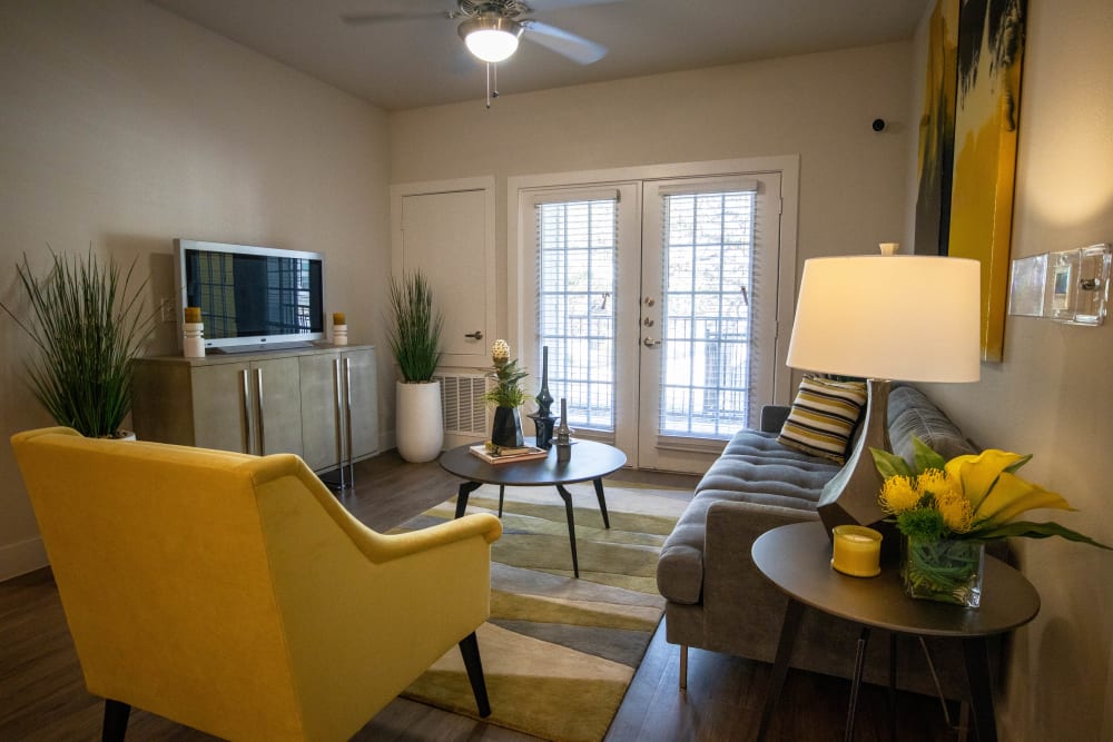 Furnished apartment living room at Esperanza in San Antonio, Texas