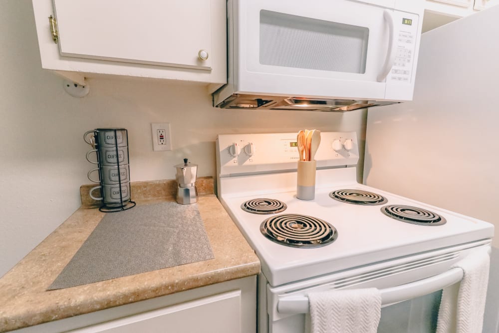 Model kitchen at Bayfair Apartment Homes in San Lorenzo, California