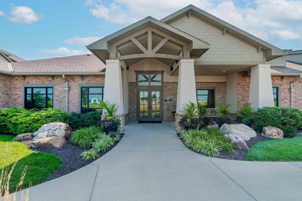 Entrance to the clubhouse at Boulders at Overland Park Apartments in Overland Park, KS
