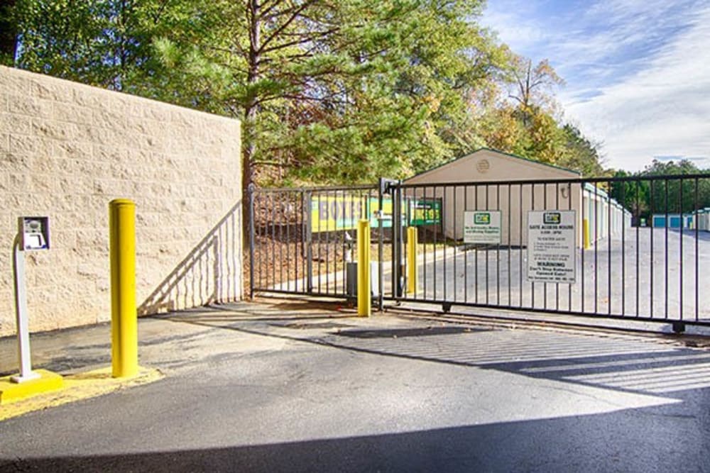 Metro Self Storage RS secure entrance in Roswell, Georgia