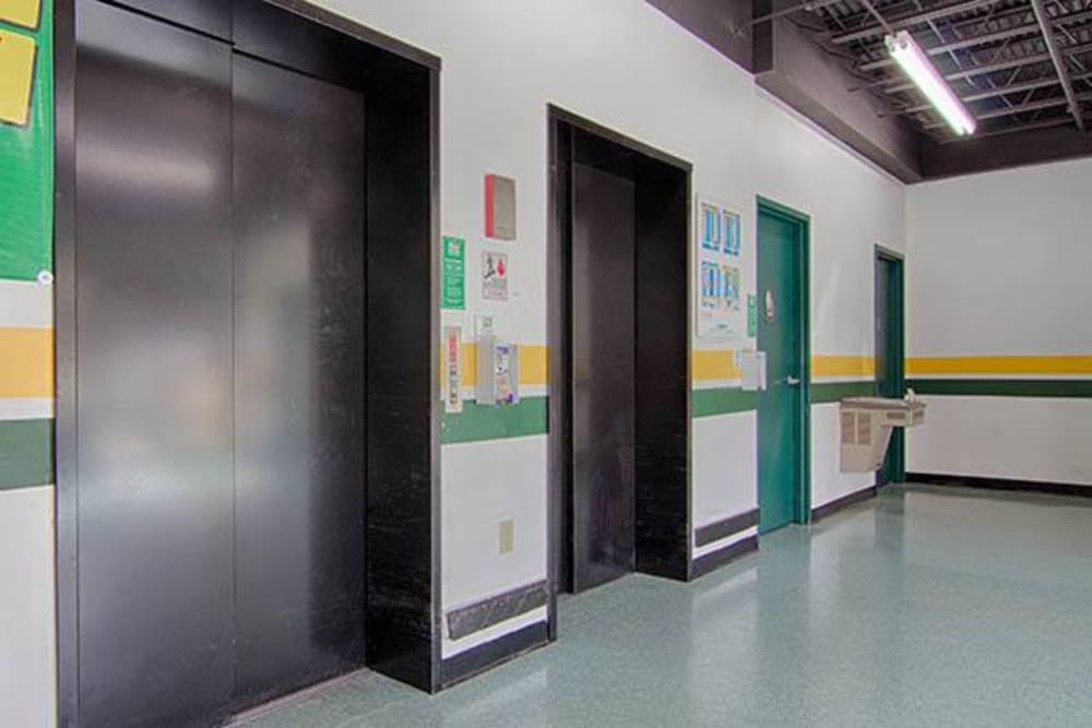 Elevator access in hallway at Metro Self Storage in Sandy Springs, Georgia