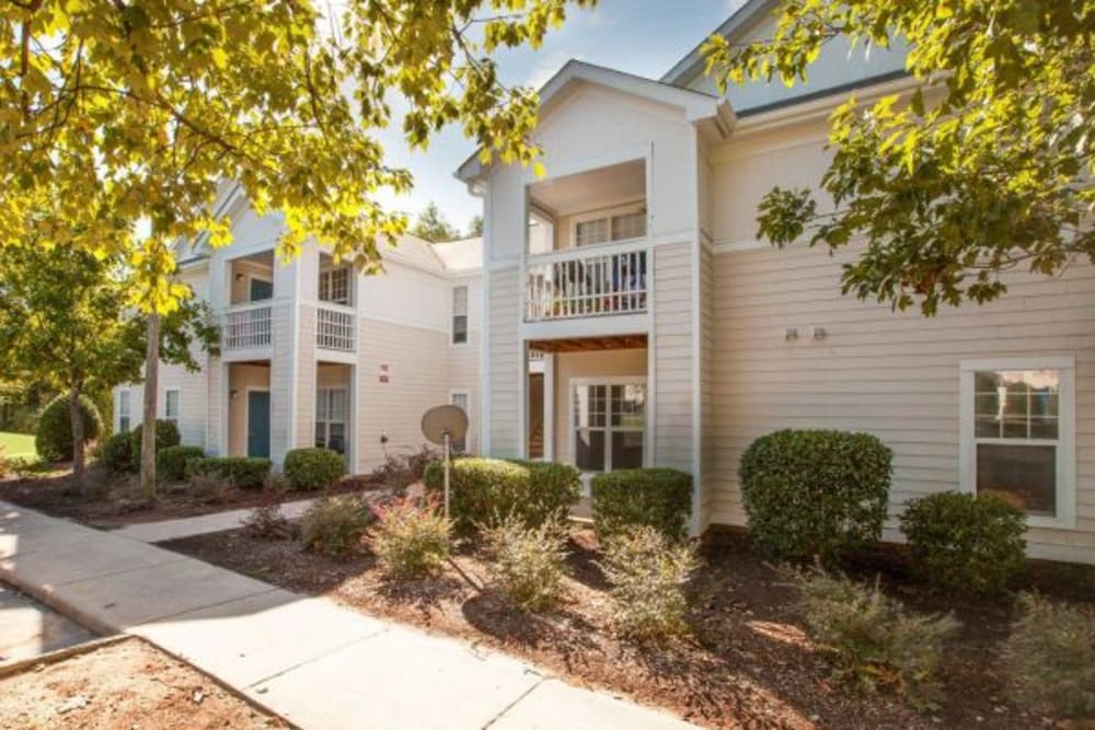 Landscaping around an apartment building at Village on Hill Street in Raleigh, North Carolina