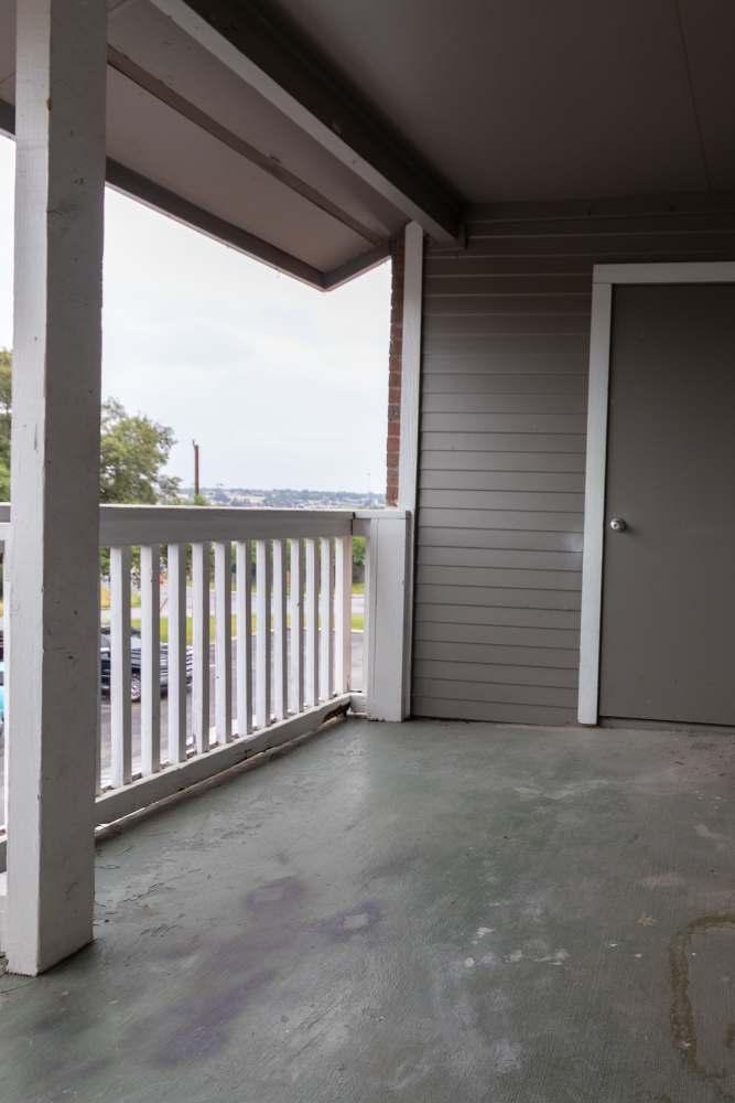 Private balcony at Oak Ridge Apartments in San Antonio, Texas