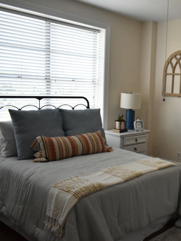 A freshly made bed at Parkview in Memphis, Tennessee