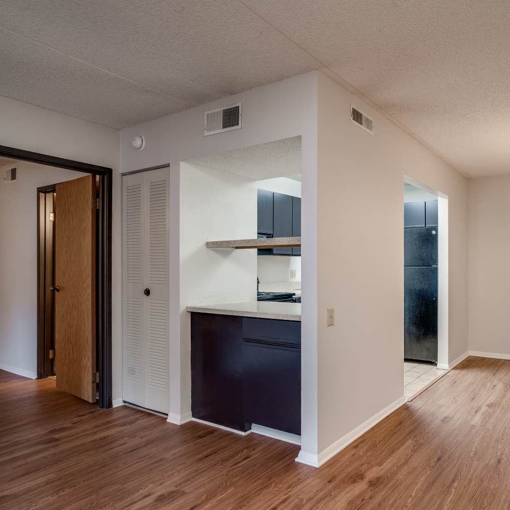 Kitchen with living room access at Germantown Gardens in East Ridge, Tennessee