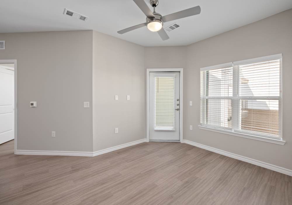Stylish living room at Henderson on Reinli in Austin, Texas
