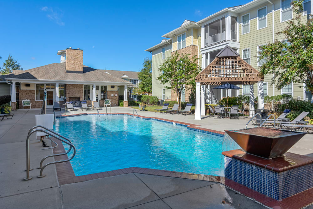 Swimming pool by the apartments at Cottage Trails at Culpepper Landing in Chesapeake, Virginia