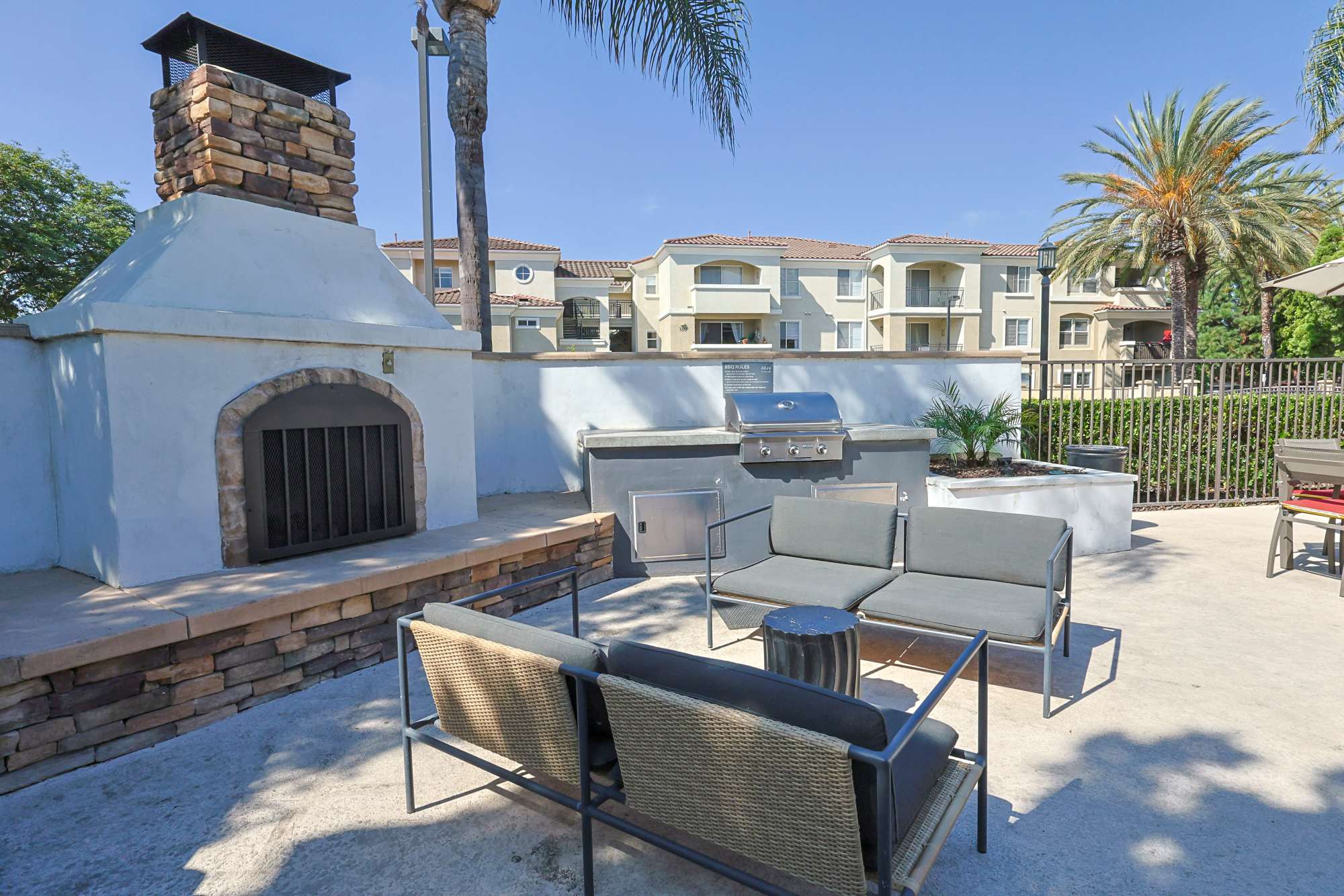 Outdoor firepit and seating area at Allure at Camarillo in Camarillo, California