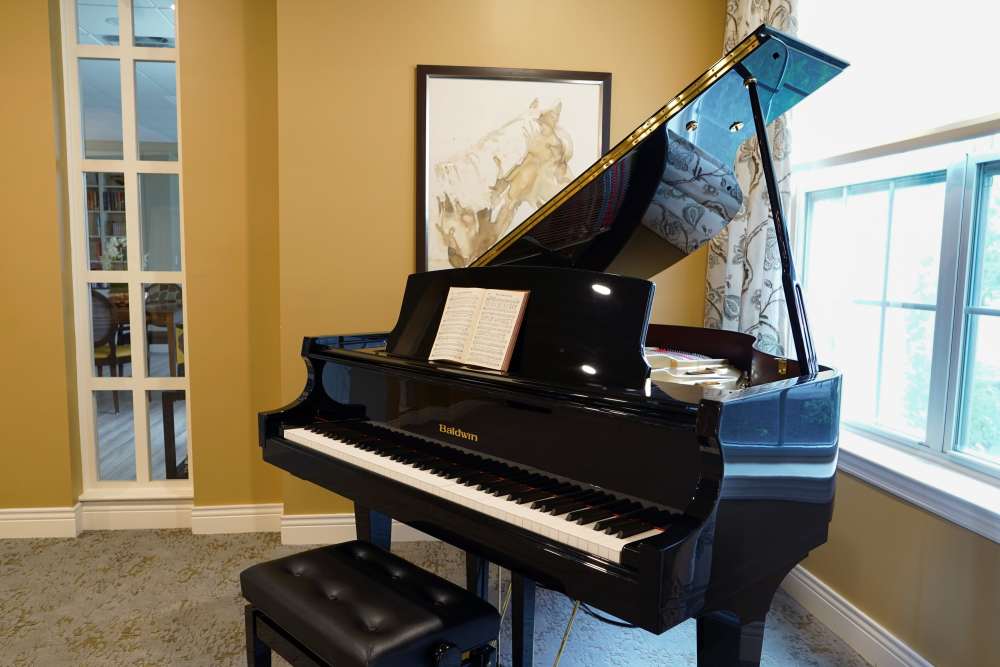 Piano in music room at Harmony at Morgantown in Morgantown, West Virginia