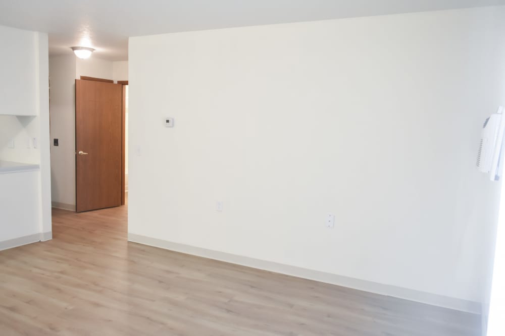 Unfurnished living room at Whispering Pines in Grayling, Michigan
