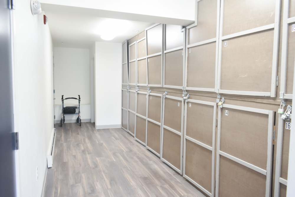 Community parcel room at Lakewood Apartments in Stockbridge, Michigan