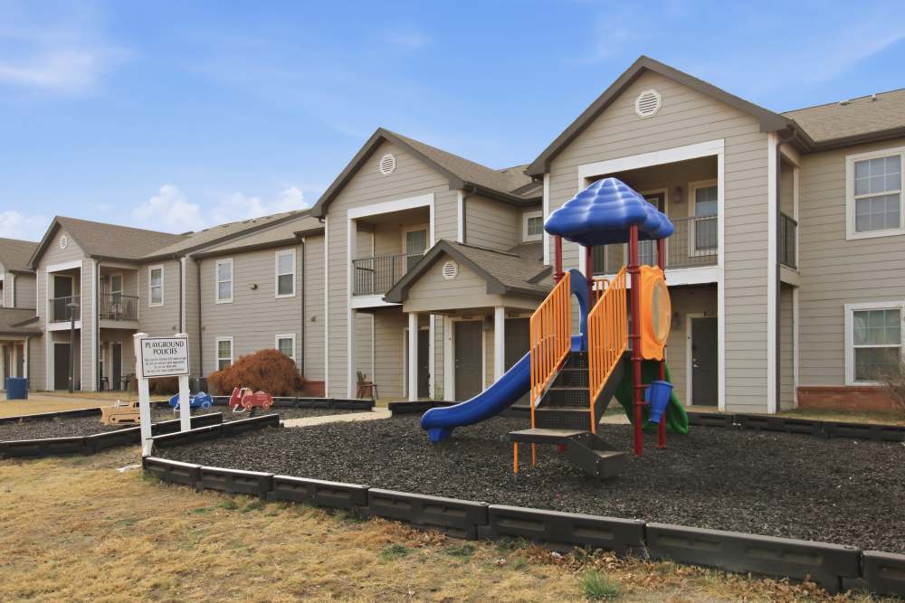 Playground with slide at Avalon Park in Brownfield, Texas