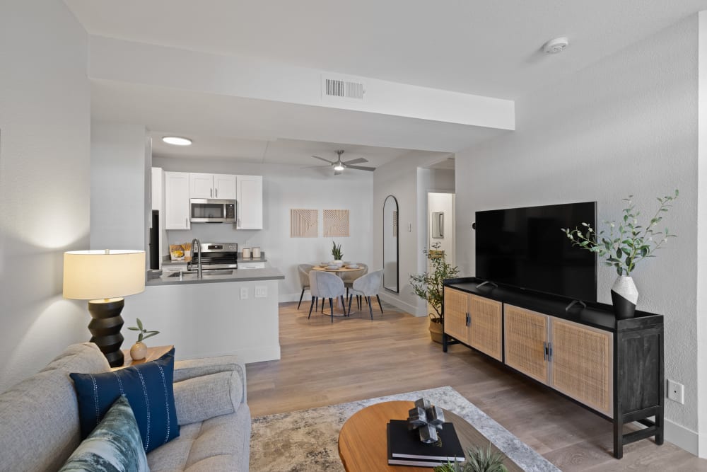 Complete view of living room to the kitchen at Terra at Portola Park in Livermore, California