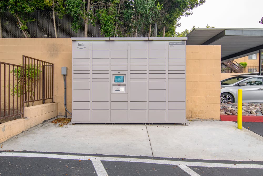 The convenient package lockers at Hillside Terrace Apartments in Lemon Grove, California