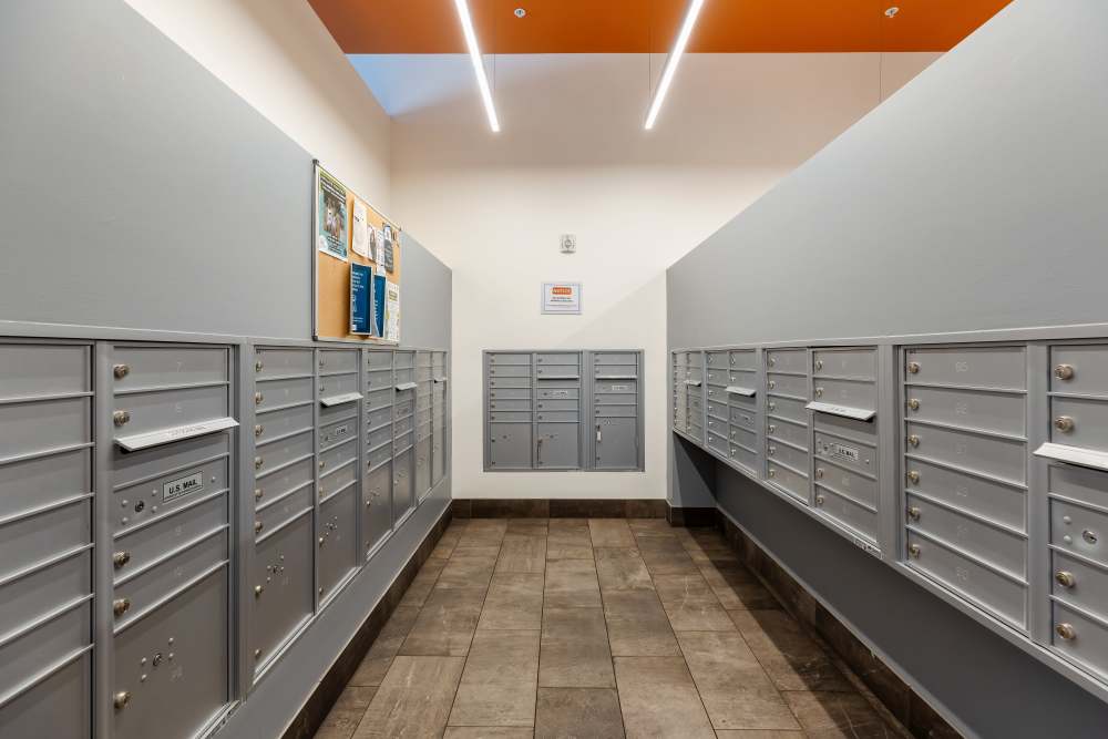 Multiple parcel lockers at The Union in Portland, Oregon  