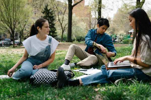 Students studying over watching the laptop at Lexington in The Woodlands, Texas