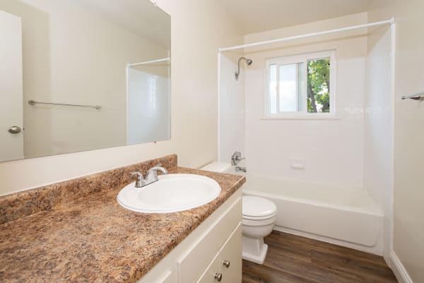 Bathroom at Marina Plaza Apartment Homes in San Leandro, California