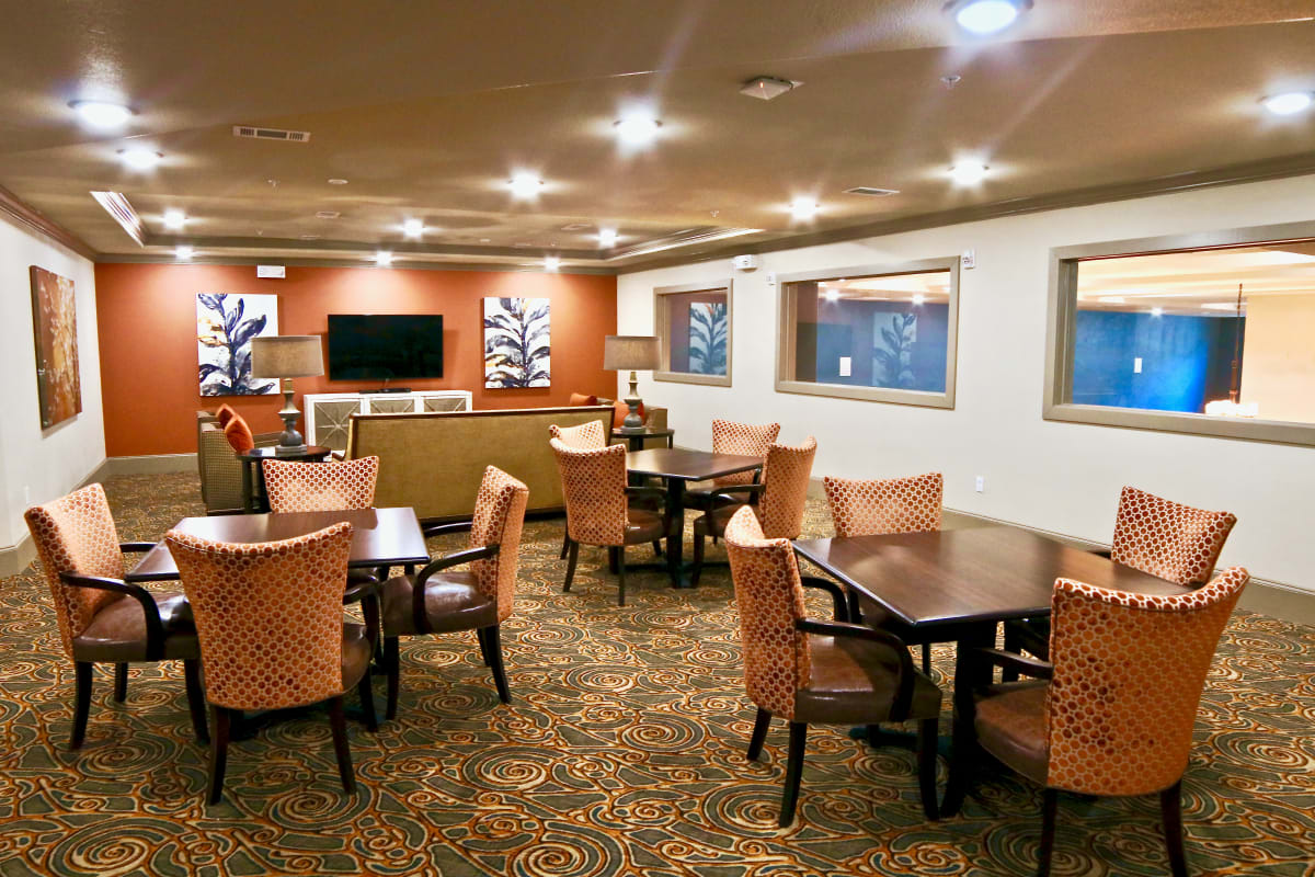 Dining room at Watercrest at Shadow Creek Ranch in Pearland, Texas.