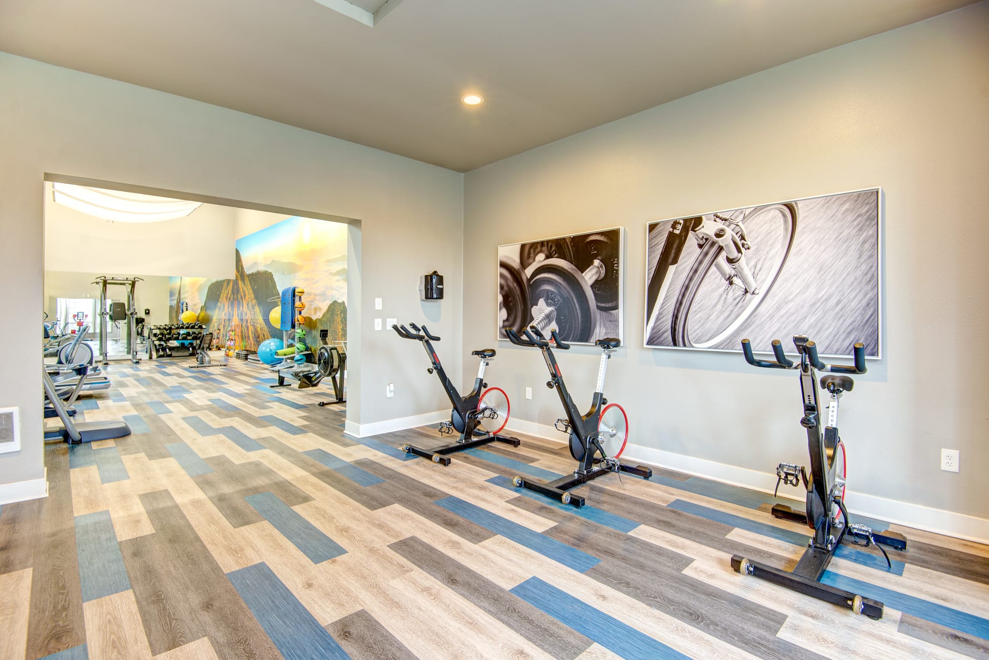 Fitness on Demand Room with Spin Bikes at Wellington Apartment Homes in Silverdale, Washington