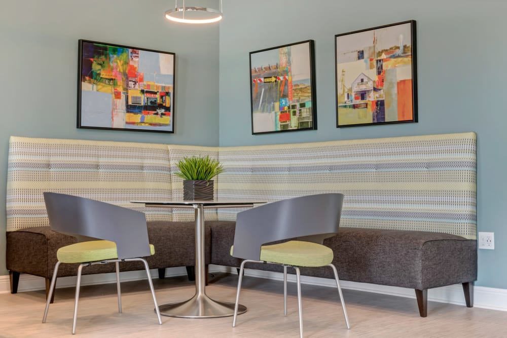 Seating in the resident lounge at Lakeline at Bartram Park in Jacksonville, Florida