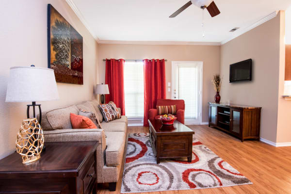Beautiful living room at Villas of Preston Creek in Plano, Texas
