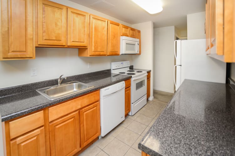 Westminster Towers Apartment Homes offers a modern kitchen in Elizabeth, New Jersey