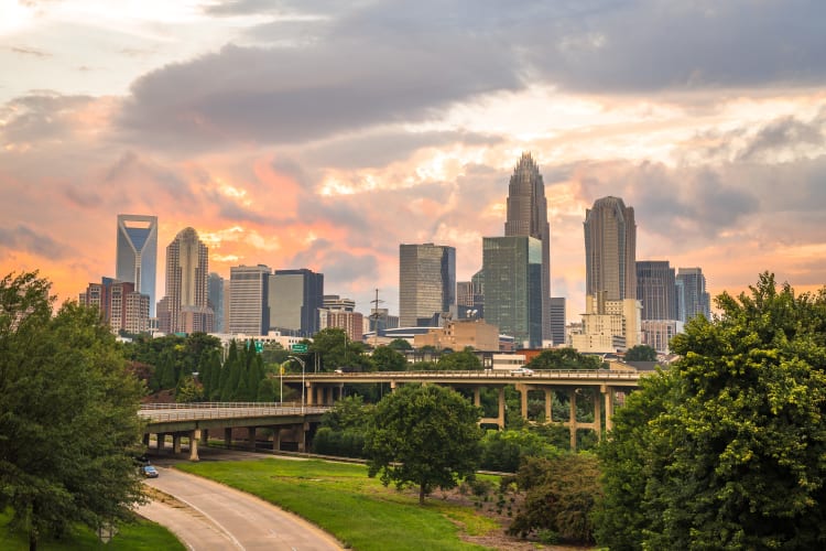 Beautiful view of downtown near Highlands at Alexander Pointe in Charlotte, North Carolina